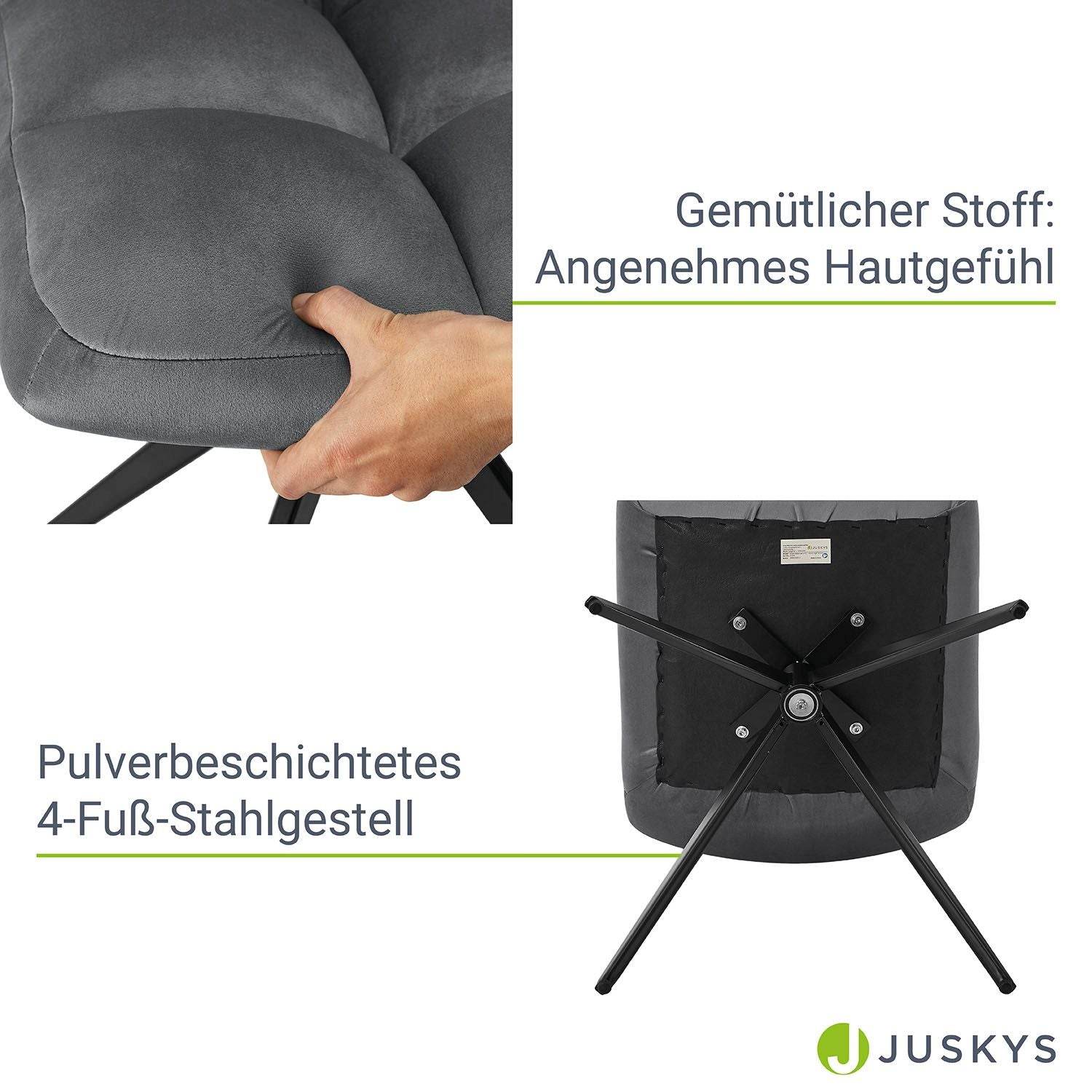 Drehstuhl Dallas 2er Set Samt Dunkelgrau - Palo24