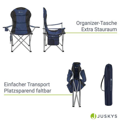 Campingstuhl Lido Blau Gepolsterter Klappstuhl mit Getränkehalter & Tasche