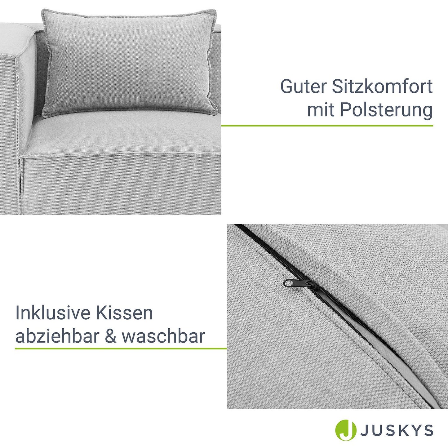 Modulares Sofa Domas XL - 4 Sitzer & Kissen - Stoff Hellgrau