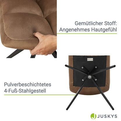 Drehstuhl Dallas 4er Set Samt Hellbraun - Palo24