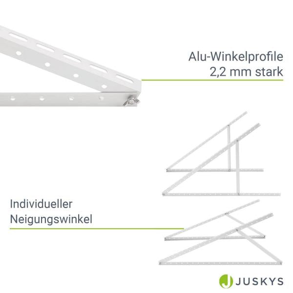 Universelle Halterung für Solarmodule mit flexiblem Neigungswinkel