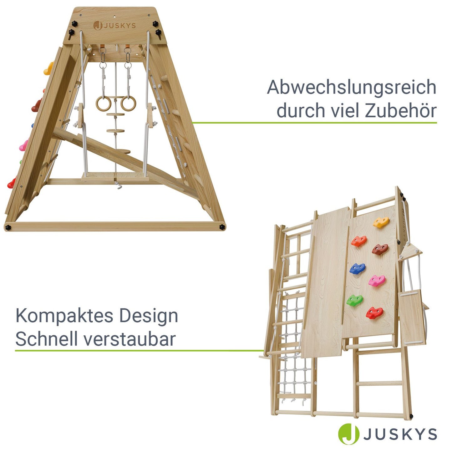 Maxi Klettergerüst für Kinder mit Rutsche - Natur