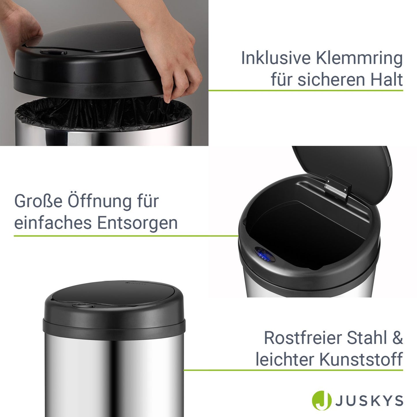 Automatischer Mülleimer mit Sensor - 50L Silber