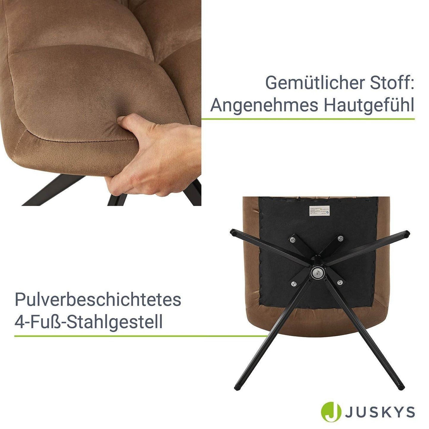 Drehstuhl Dallas 6er Set Samt Hellbraun - Palo24