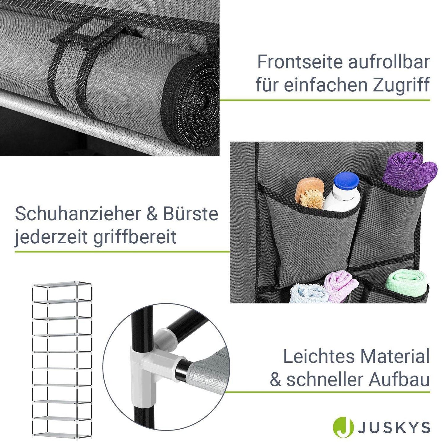 Schuhschrank M aus Stoff 9 Ebenen Grau - Palo24