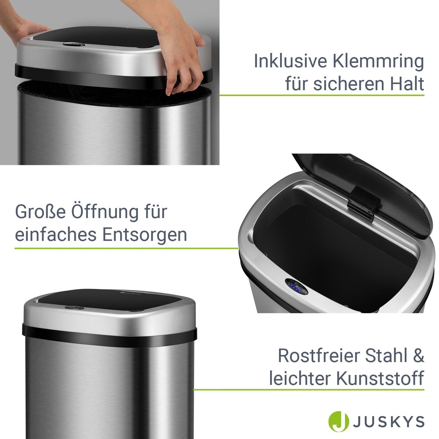 Automatischer Mülleimer mit Sensor - 70L Silber