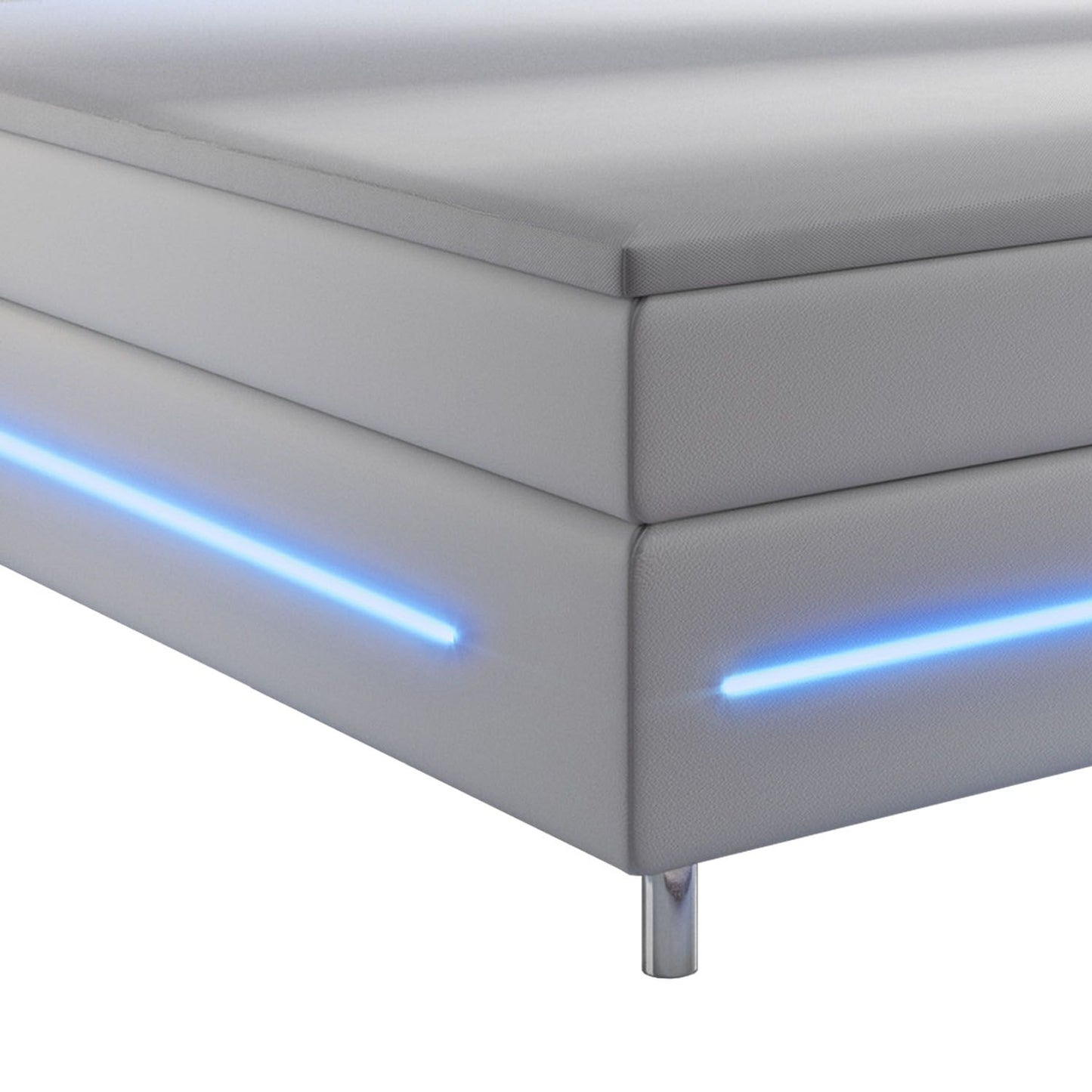 Boxspringbett Norfolk 200 x 200 cm weiss - LED-Streifen und Federkernmatratze