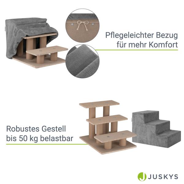 Haustiertreppe Timmy in Grau 36 cm hohe Ein- und Ausstiegshilfe für Haustiere