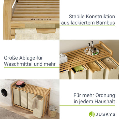 Bambus Wäschekorb Kory 4er - Beige