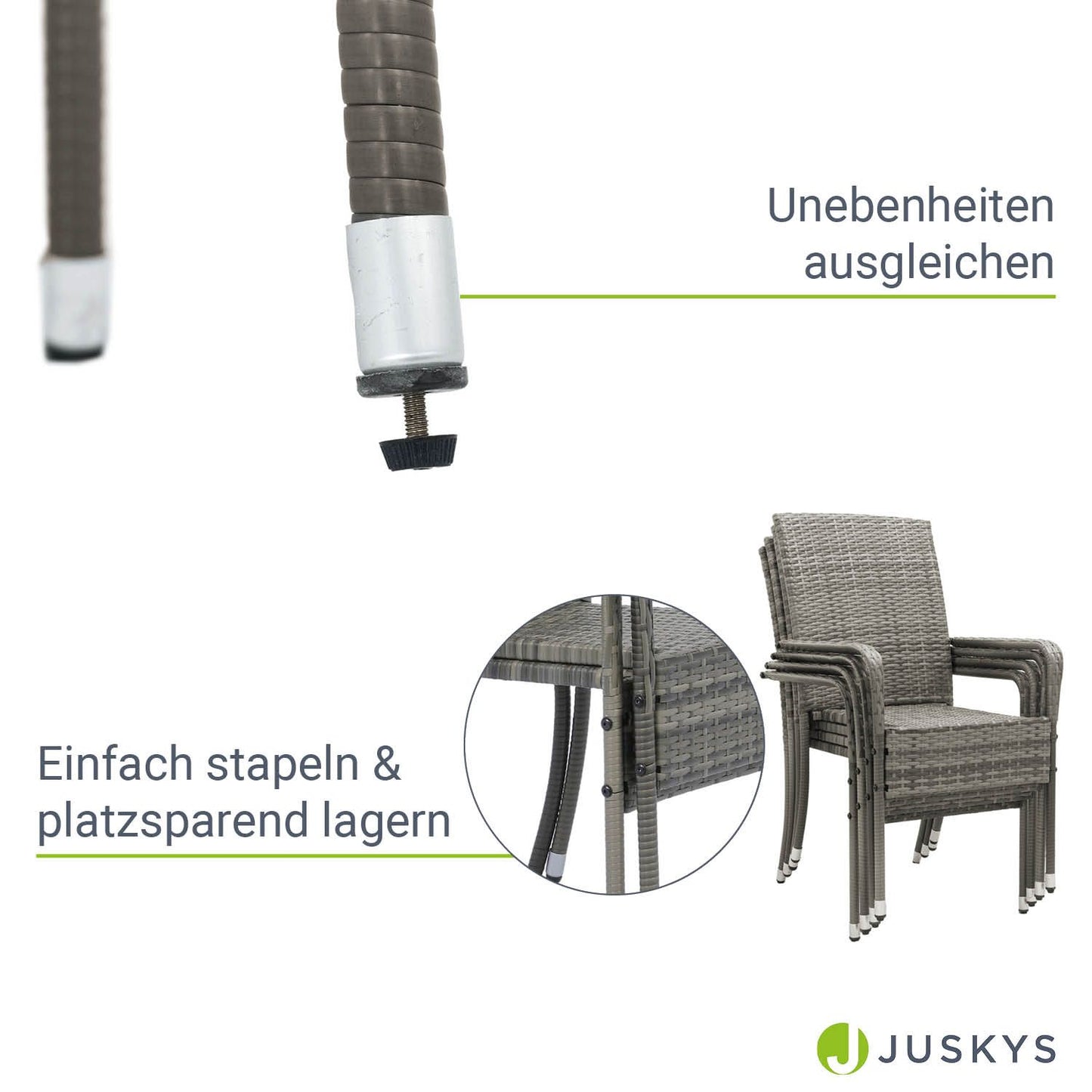 Polyrattan Gartenstühle Yoro 4er Set