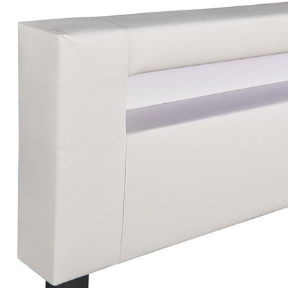 Lit tapissé LED Paris 180 x 200 cm sommier à lattes blanc