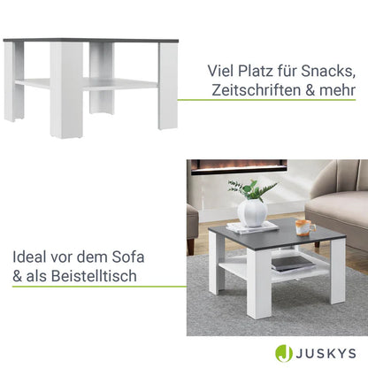 Couchtisch 60x60 cm Weiss Dunkelgrau