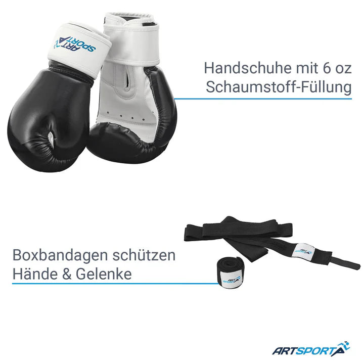 Set sacco da boxe 10 kg per bambini con guantoni da boxe