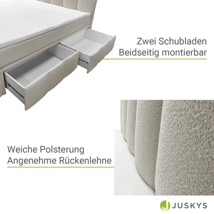 Boxspringbett Manitoba 180x200 cm mit Bettkasten Beige