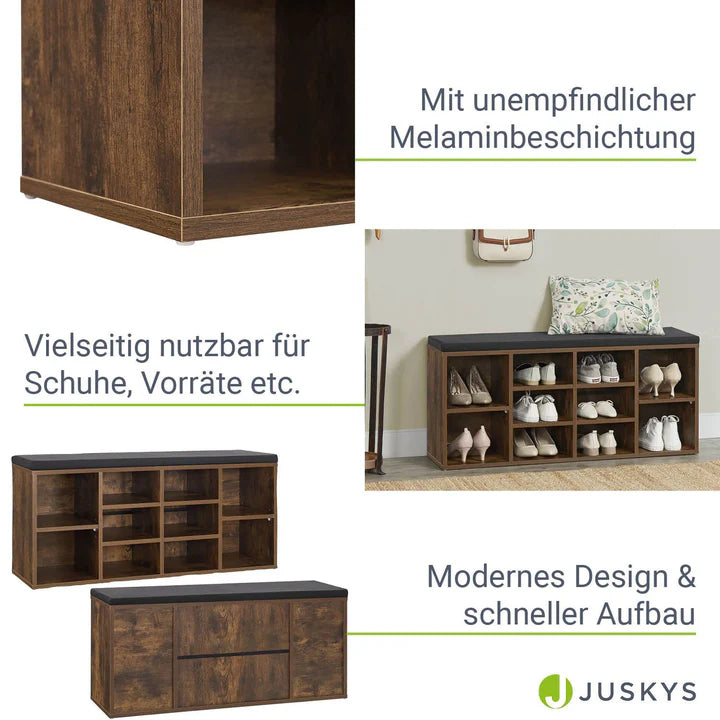 Schuhregal 104x30x48 cm Antik-Braun 10 offenen Fächern