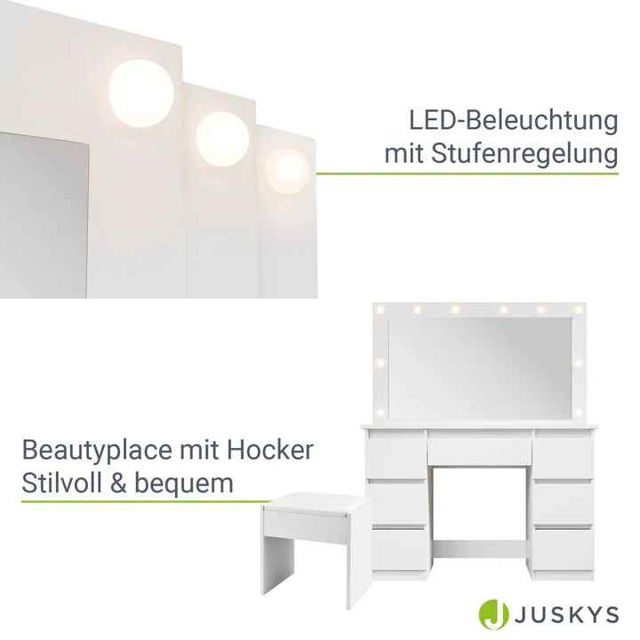 Schminktisch mit Spiegel Lilia mit Hocker Melly