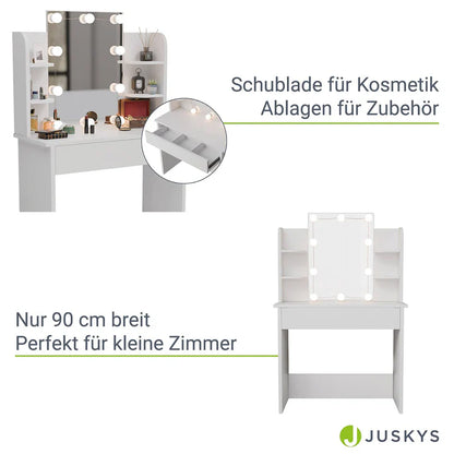 Schminktisch Zoey Weiss mit LED-Beleuchtung