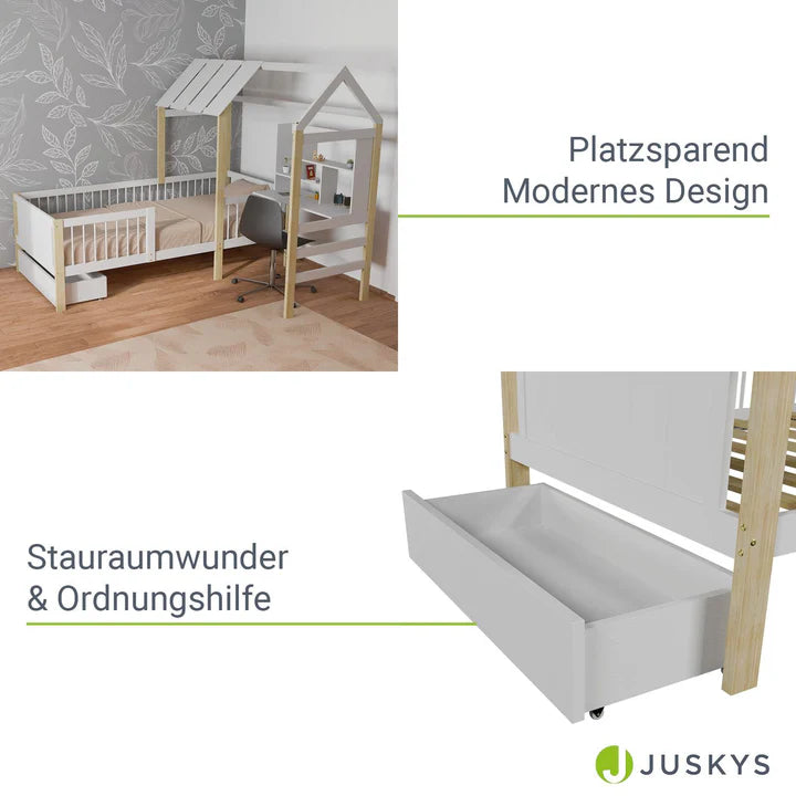 Kinderbett Yari mit Tisch und Stuhl Weiss Natur