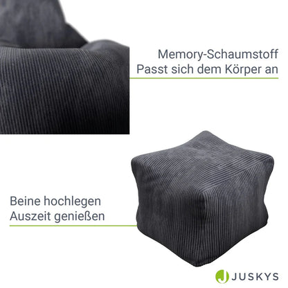 Sitzsack Chillex XL mit Hocker Cord Sessel Dunkelgrau - Palo24