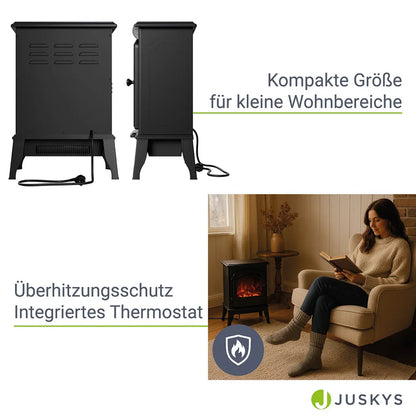 Elektrokamin 2000W mit Flammeneffekt Schwarz