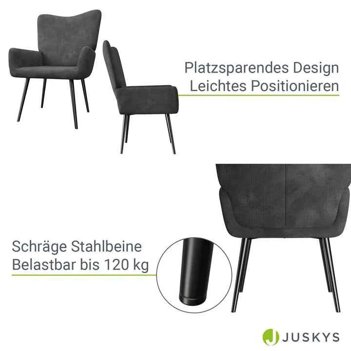 Ohrensessel Relaxsessel skandinavischen Design Cord Grau