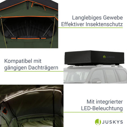 Autodachzelt für 2 Personen Lago mit Matratze 140x240 cm