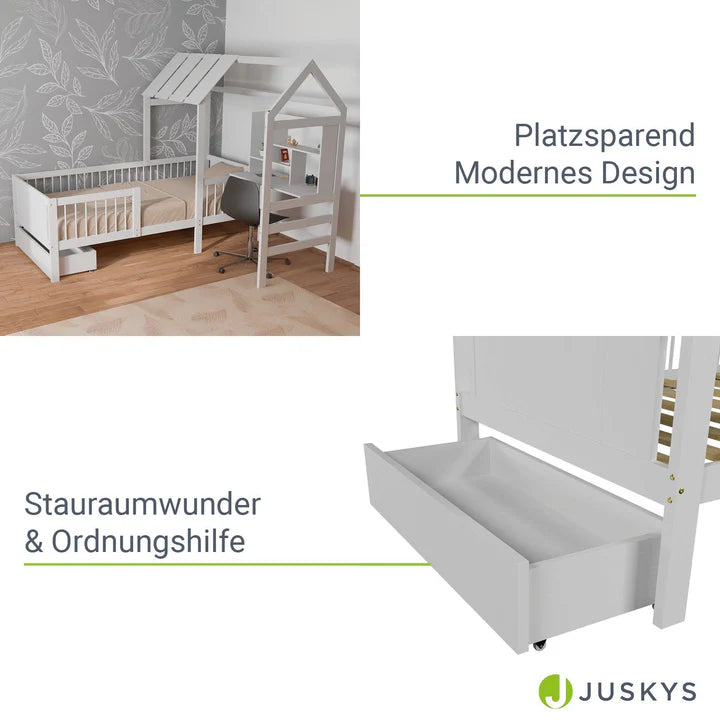 Kinderbett Yari mit Tisch und Stuhl Weiss