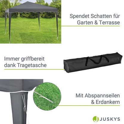 Tonnelle pliante Vivara 3x3 m en gris avec sac de transport