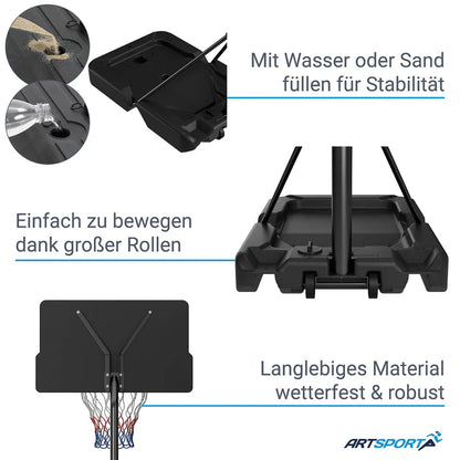 canestro da basket mobile e regolabile in altezza