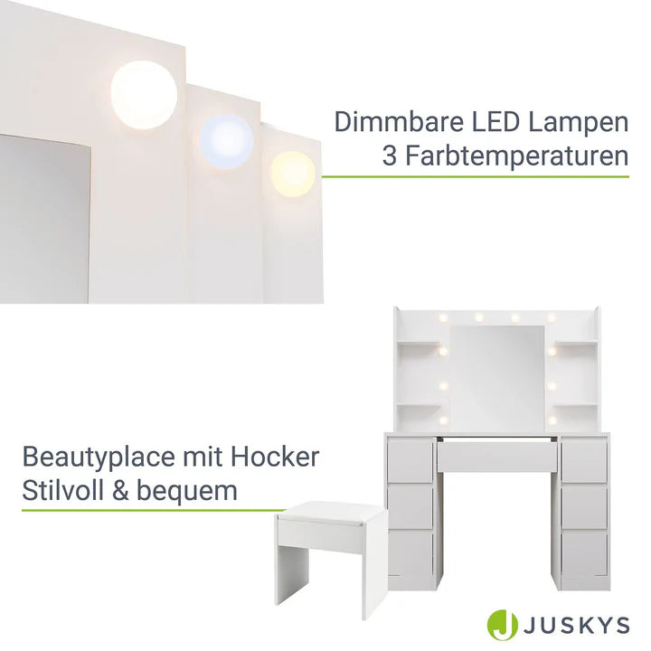 Schminktisch mit Spiegel Malia mit Hocker Melly