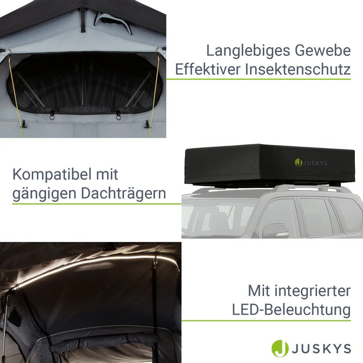 Autodachzelt für 2 Personen Lago mit Matratze 140x200 cm