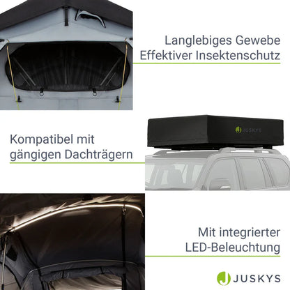 Autodachzelt für 2 Personen Lago mit Matratze 140x200 cm