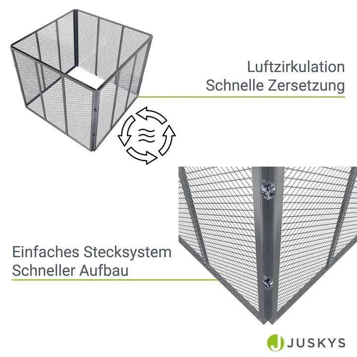 Metall Komposter für Gartenabfälle 800L Silber