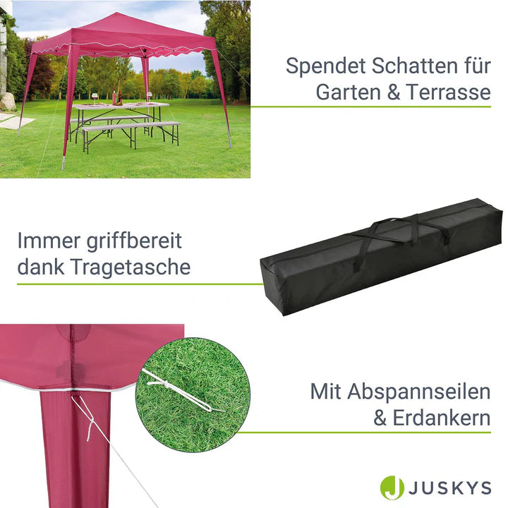 Faltpavillon Vivara 3x3 m in Bordeaux mit Tragetasche