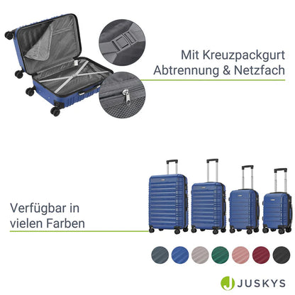 Set de valises rigides Rome - Set bleu 4 pièces avec coque rigide en ABS résistant aux chocs et roues 360°