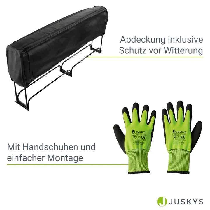 Kaminholzregal aussen mit Abdeckung Grösse L Schwarz