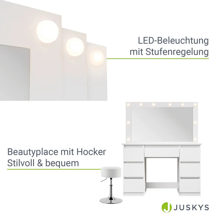 Schminktisch mit Spiegel Lilia mit Hocker Tonia