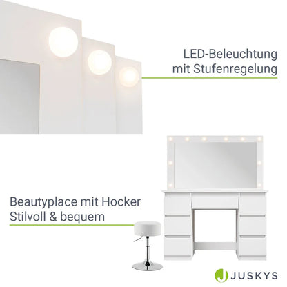 Schminktisch mit Spiegel Lilia mit Hocker Tonia