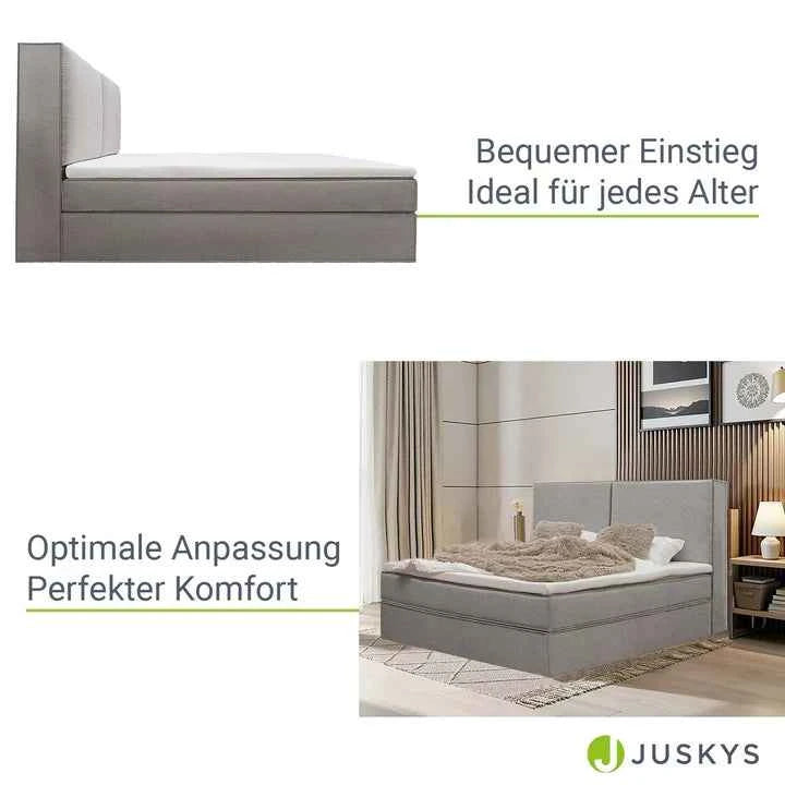 Boxspringbett Detroit - Chenille-Stoff 180x200 cm Grau
