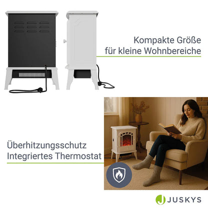 Elektrokamin 2000W mit Flammeneffekt Weiss