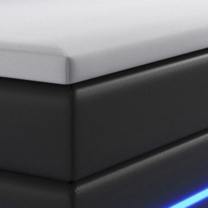 Letto a molle LED Norfolk 120x200 cm Nero