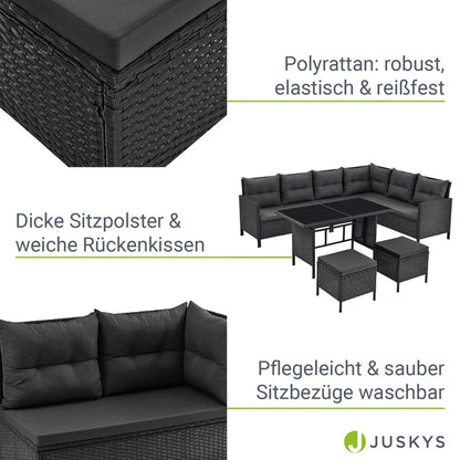 Salon Polyrotin Manacor Noir 2 tabourets