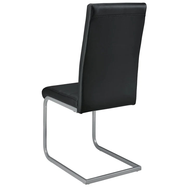 Freischwinger Stuhl Vegas 4er Set aus Kunstleder in schwarz