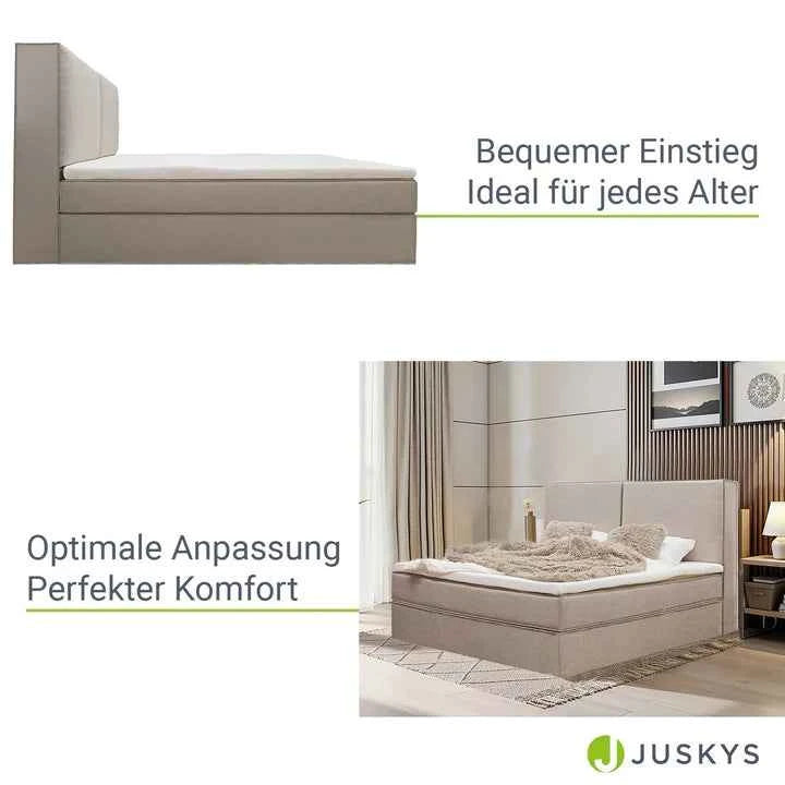 Boxspringbett Detroit - Chenille-Stoff 180x200 cm Beige