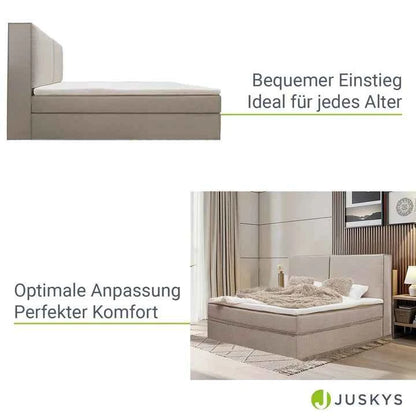 Boxspringbett Detroit - Chenille-Stoff 180x200 cm Beige