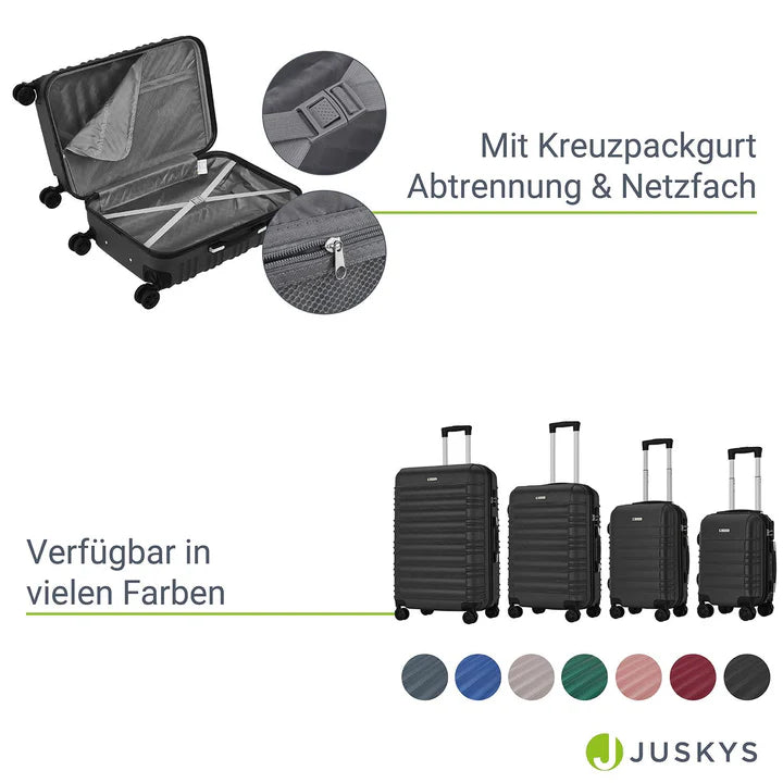 Set valigie rigide Roma - Nero Set da 4 pezzi con scocca rigida in ABS antiurto e ruote a 360°