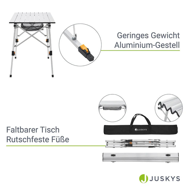 Table de camping Picco pliable Table réglable en hauteur avec sac et étagère supplémentaire