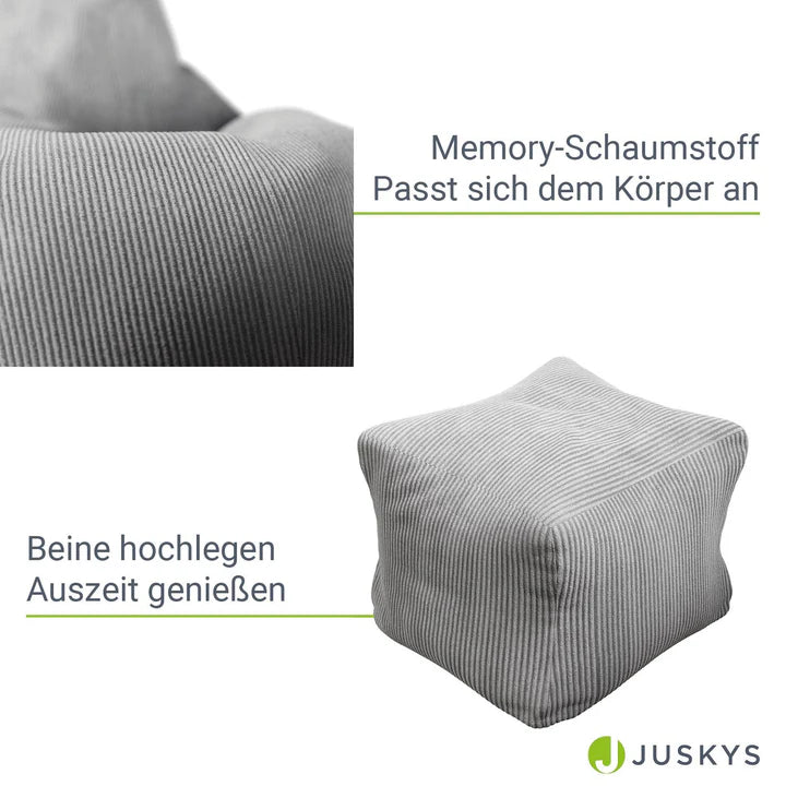 Sitzsack Chillex XL mit Hocker Cord Sessel Hellgrau - Palo24