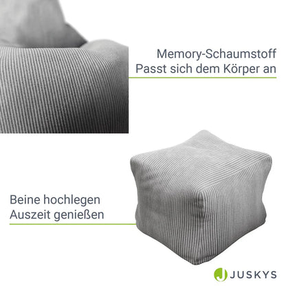 Sitzsack Chillex XL mit Hocker Cord Sessel Hellgrau - Palo24