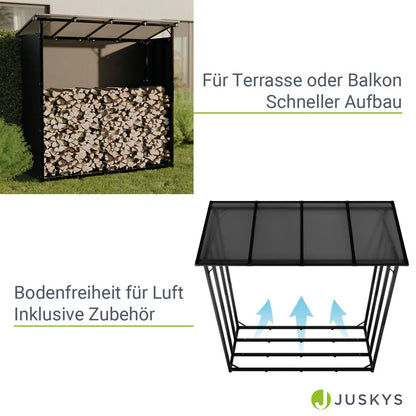 Kaminholzregal außen mit Dach